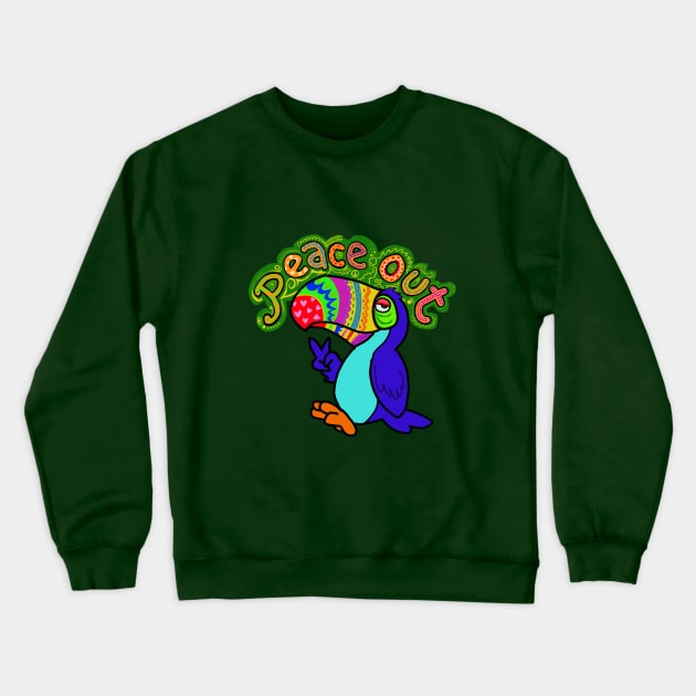 peace out toucan Crewneck Sweatshirt by wolfmanjaq